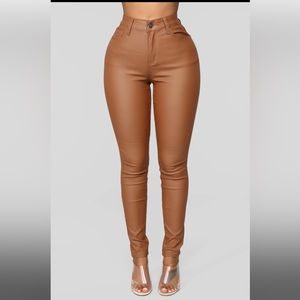 Brown Faux Leather Pants